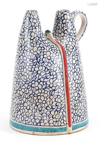 Turkish Kutahya pottery water flask, 23cm high