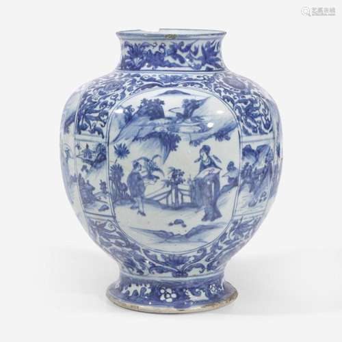 A Chinese blue and white porcelain jar 青花罐 17th century 十...