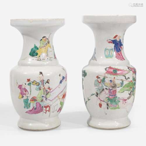 An associated pair of Chinese famille rose-decorated porcela...