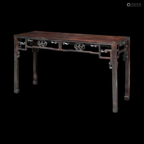 A Chinese hardwood continuous leg table 硬木方桌 Late 19th t...