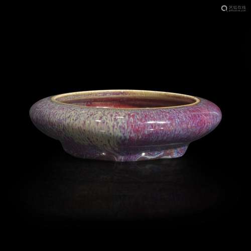 A Chinese flambé-glazed circular brush washer 窑变釉笔洗 Qin...