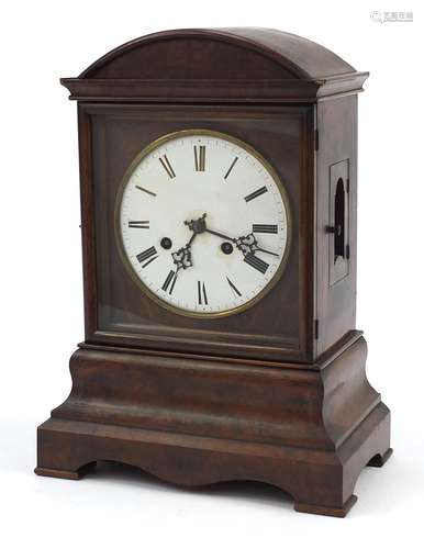 German inlaid walnut dome top bracket clock with twin fusee ...