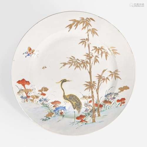 A Chinese Export porcelain "Heron, Bamboo and Lingzhi&q...