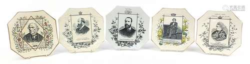 Five political interest commemorative plates including Charl...