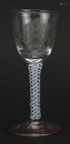 18th century wine glass with multiple opaque twist stem and ...