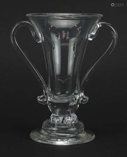 18th century jelly glass with twin handles, 11.5cm high