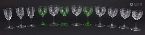 Twelve Victorian glasses, probably by Stephens & William...