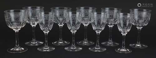 Good quality Victorian cut glassware with Greek key design i...