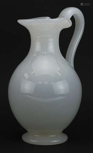 Victorian white opaline glass water jug, 24.5cm high