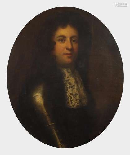 Head and shoulders portrait of a Royalist Cavalier officer w...