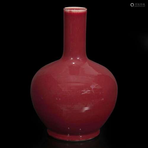 A large Chinese copper red-glazed porcelain vase, Tianqiupin...