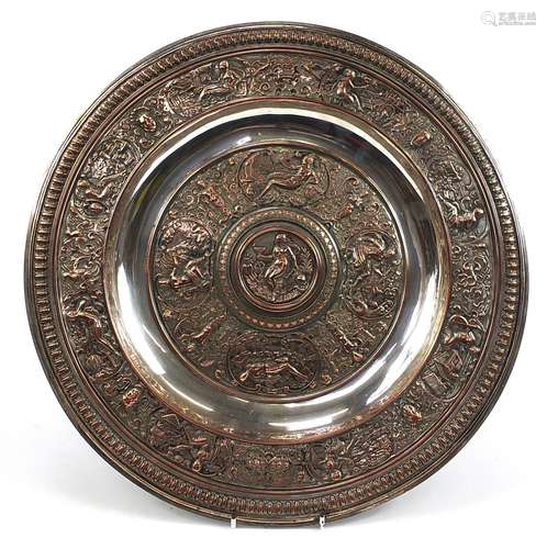 Victorian Elkington silver plated copper charger, profusely ...