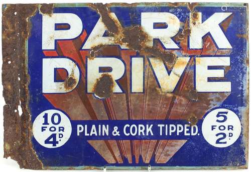 Vintage Park Drive double sided enamelled advertising sign, ...