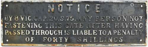 Railwayana interest cast iron Penalty Notice plaque, 77cm x ...