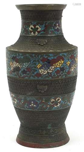 Japanese cloisonne bronze vase, 36cm high