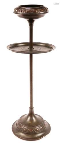 Art Nouveau Daalderop bronzed smoker's stand with tray, ...