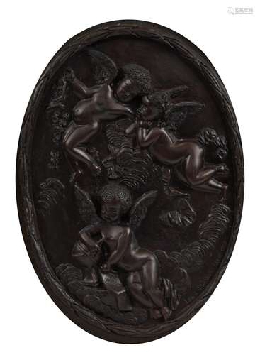 After Louis Beataux, French bronze plaque embossed with thre...