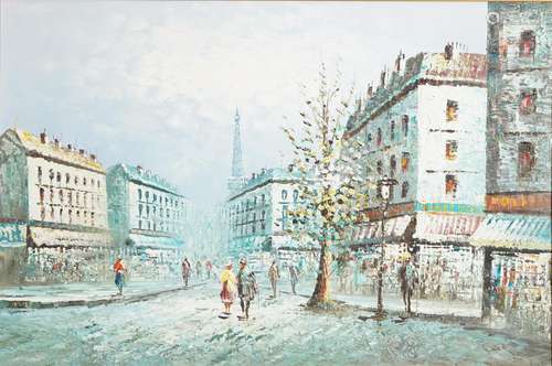 Burnett - Parisian street scene with figures, Impressionist ...