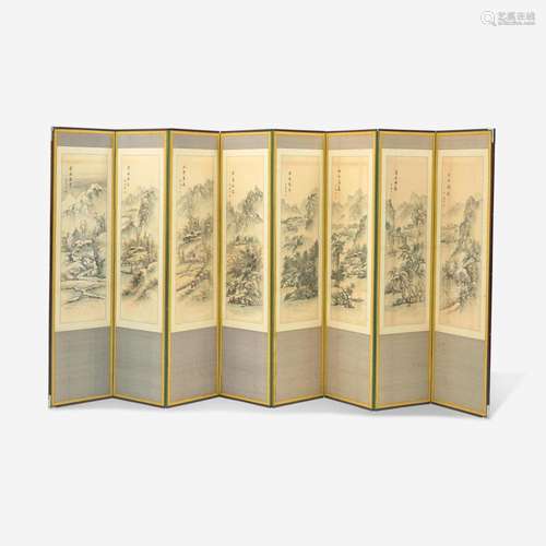 A Korean eight-panel screen 韩国八开屏风