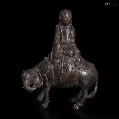 A patinated bronze "Immortal and Elephant" censer ...