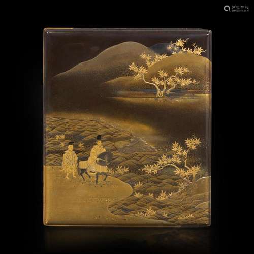 A Japanese lacquer fitted incense game box decorated with ri...