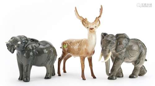 Collectable china animals comprising Beswick elephant, Beswi...