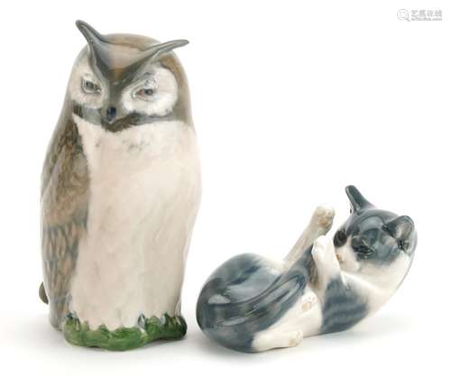 Two Royal Copenhagen porcelain animals comprising owl number...