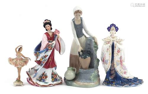 Four collectable figurines including Coalport Princess Turan...