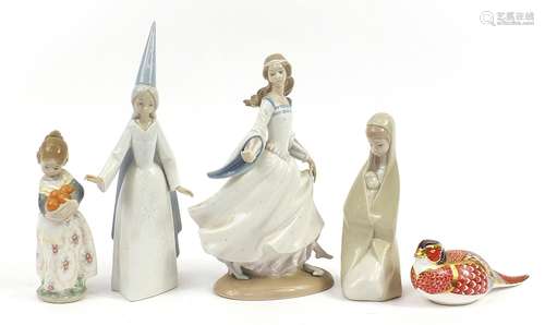 Four Lladro porcelain figurines and a Royal Crown Derby Imar...