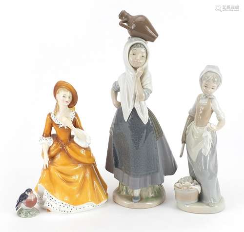 Collectable china including Royal Copenhagen robin, Nao figu...