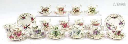 Collection of Royal Albert Flower of the Month series cups, ...