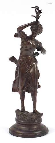 After Rousseau, large bronze figurine of a female in a dress...