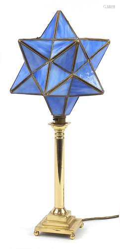 Brass candlestick design table lamp with star shade, 54.5cm ...