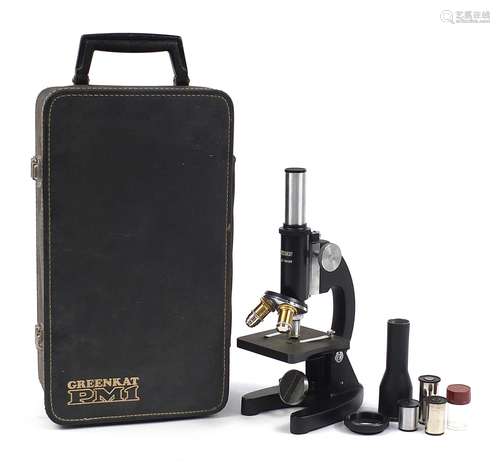 Greenkat microscope with accessories housed in a fitted case...