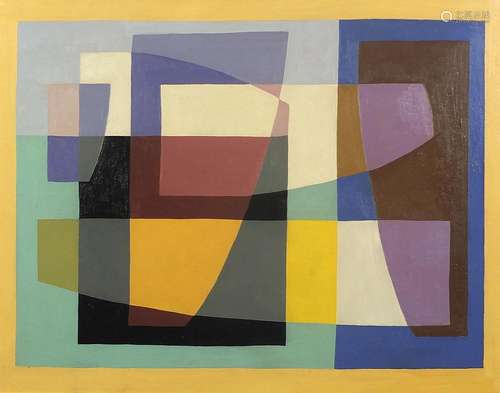 Abstract composition, geometric shapes, American school oil ...