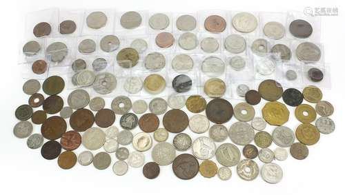 Collection of world coinage, some silver