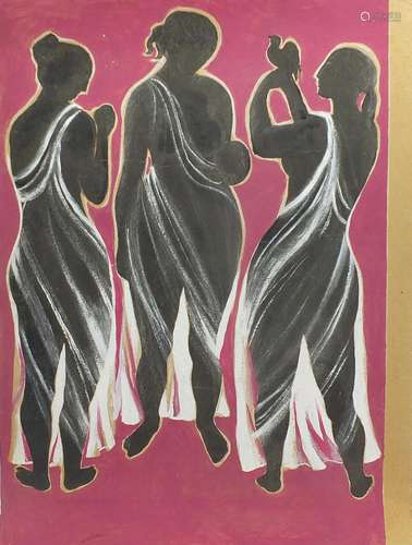 Christine Nisbet - Three figures wearing Grecian robes, unsi...