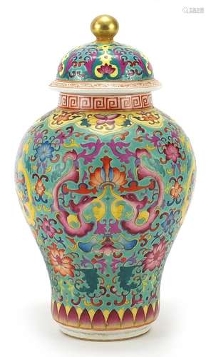 Chinese porcelain baluster vase and cover hand painted in th...