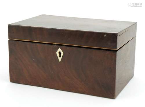 19th century inlaid mahogany twin divisional tea caddy with ...