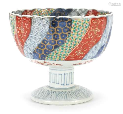 Japanese Imari porcelain pedestal bowl hand painted with flo...