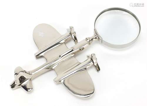 Novelty silver plated magnifying glass in the form of an aer...