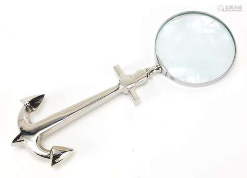 Novelty silver plated magnifying glass in the form of an anc...