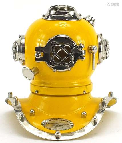 Nautical interest miniature US Navy diving style helmet, 19c...