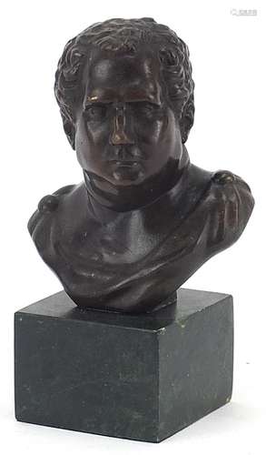 Patinated bronze bust of a Roman Emperor raised on a square ...