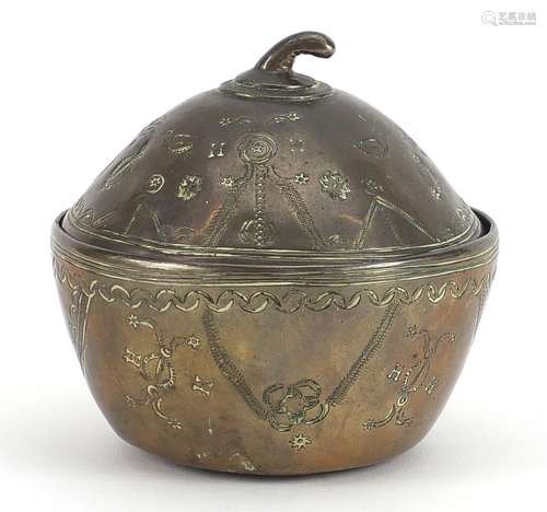 Antique German bronze box and cover in the form of a fruit, ...