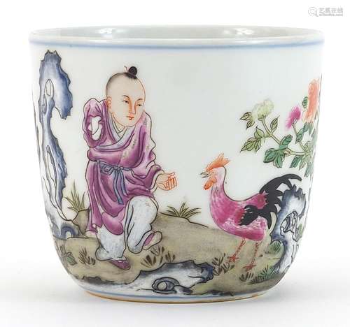 Chinese porcelain cup hand painted in the famille rose palet...