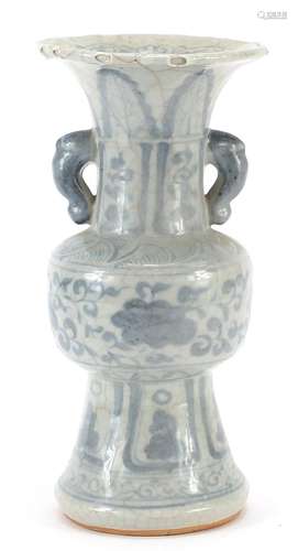 Chinese porcelain archaic style vase with twin handles hand ...