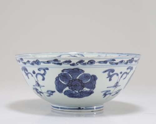 Grand bol en porcelaine blanc bleu d'époque MingPoids: 690 g...