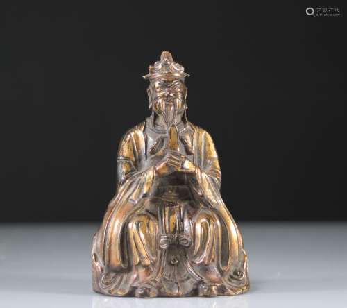 Chine bronze doré Wenchang Daoist d'époque MingPoids: 890 gR...