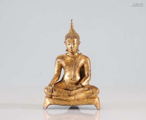 Bouddha thaïlandais en bronze doré XVIIIèmePoids: 865 gRégio...